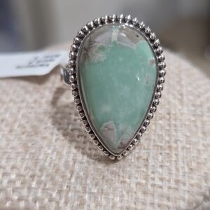 Elegant Silver Ring with Green Variscite Stone